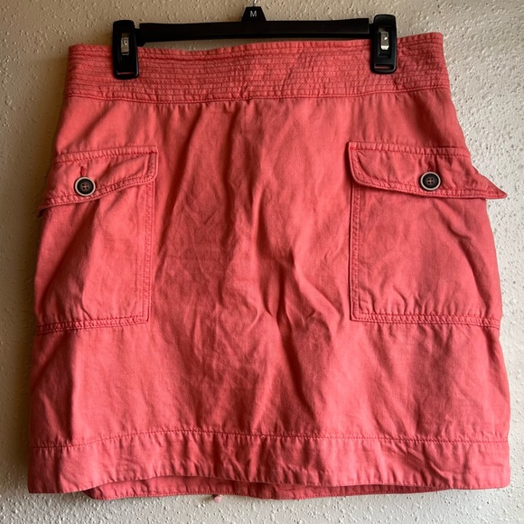 Anthropologie Cotton Linen Flap Pocket Utility Raspberry Skirt - Picture 4 of 8